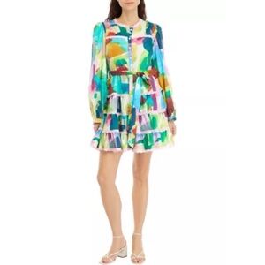 NWT Stellah Abstract Watercolor Garden Print Mini Dress